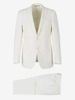 Canali | Canali Slim Fit Linen-Silk Suit,商家Cettire,价格¥16657