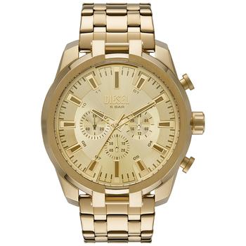 diesel手表北京, Diesel | Men's Chronograph Split Gold-Tone Stainless Steel Bracelet Watch 51mm商品图片 