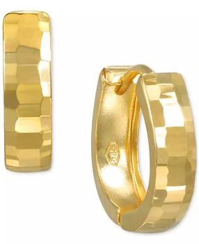 Macy's | Mirror Texture Wide Oval Small Huggie Hoop Earrings in 10k Gold, 1/2",商家Macy's,价格¥1800