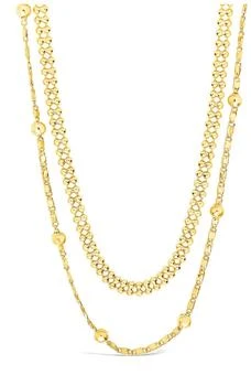 Sterling Forever | 14K Gold Plated Layered Beaded Chain Necklace 4.6折, 独家减免邮费
