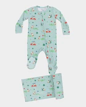 Angel Dear | Boy's Golf Club Pups Footie & Swaddle Blanket Set, Size Newborn-9M,商家Neiman Marcus,价格¥356