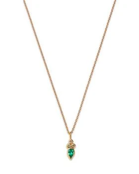 Moon & Meadow | 14K Yellow Gold Italy Emerald & White Topaz Bezel Pendant Necklace, 16-18" - Exclusive,商家Bloomingdale's,价格¥8132