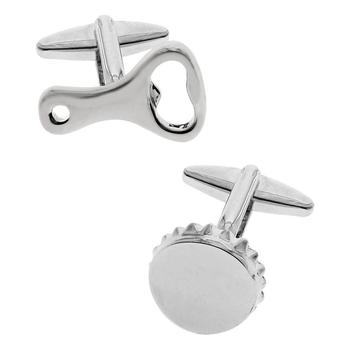 小银瓶, Rhona Sutton | Sutton Silver-Tone Bottle Opener And Cap Cufflinks商品图片 