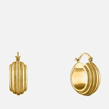推荐Oma The Label The Mini Adler 18 Karat Gold-Plated Striped Hoop Earrings商品
