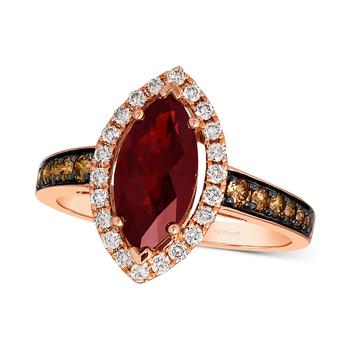 商品Pomegranate Garnet (2 ct. t.w.) & Diamond (1/2 ct. t.w.) Halo Ring in 14k Rose Gold图片