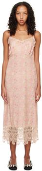 Simone Rocha | Pink Floral Midi Dress商品图片,