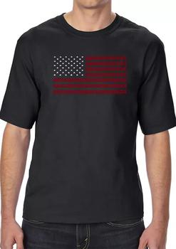 推荐Tall and Long Word Art Graphic USA Flag T-Shirt商品