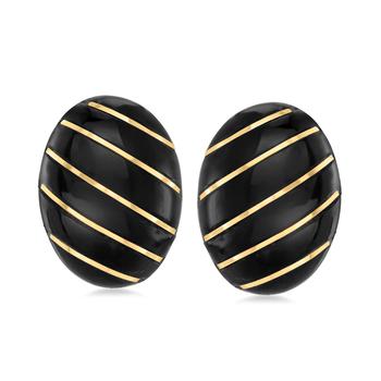 商品Ross-Simons | Ross-Simons Carved Black Jade Striped Earrings With 14kt Yellow Gold,商家Premium Outlets,价格¥1691图片