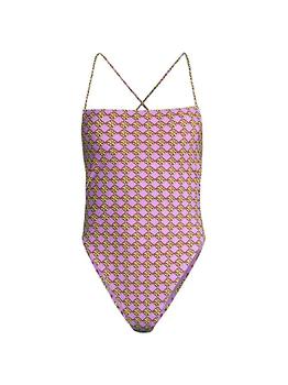 Tory Burch | T Monogram Tie-Back One-Piece Swimsuit商品图片,4折