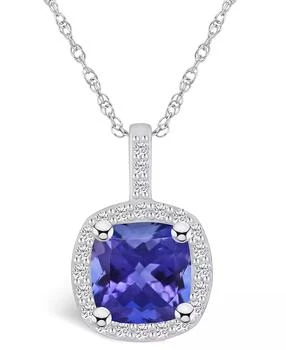 Macy's | Tanzanite (2-1/3 Ct. t.w.) and Diamond (1/4 Ct. t.w.) Halo Pendant Necklace,商家Macy's,价格¥12338