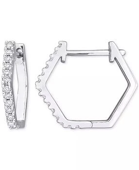 Macy's | Moissanite Hexagon Small Hoop Earrings (1/3 ct. t.w.) in Sterling Silver, 0.6",商家Macy's,价格¥1543