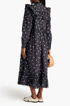 推荐Ruffle-trimmed polka-dot cotton-poplin midi dress商品