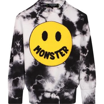 推荐Tie dye sweatshirt in black and white with applique monster face商品