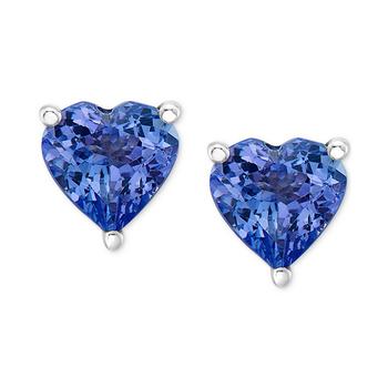商品EFFY® Tanzanite (1-3/8 ct. t.w.) Heart Stud Earrings in Sterling Silver图片