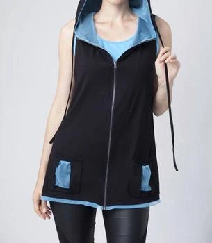 Angel Apparel | Contrast Hooded Zip Vest In Black/turquoise,商家Premium Outlets,价格¥596