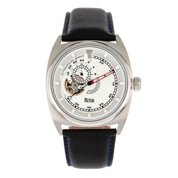 推荐Astro Semi Skeleton Black or Brown Genuine Leather Band Watch, 46mm商品