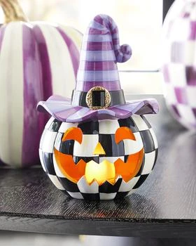 推荐Illuminated Happy Jack Halloween Pumpkin With Purple Hat商品