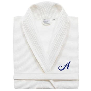 Linum Home Textiles | Personalized Unisex Navy Embroidered Turkish Cotton Waffle Weave Bathrobe,商家Macy's,价格¥750