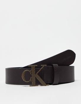 Calvin Klein | Calvin Klein Jeans logo leather belt in brown商品图片,