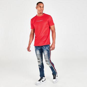 推荐Men's Supply & Demand Side Stripe Distressed Jeans商品