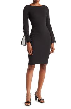 Nordstrom Rack新款, Calvin Klein | Angel Sleeve Sheath Dress商品图片 5折