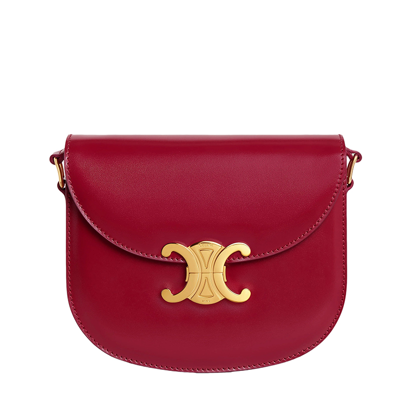 celine triomphe价格, Celine | CELINE/赛琳 22新款BESACE TRIOMPHE系列 女士TEEN款式红色牛皮革凯旋金扣翻盖开合单肩斜挎包商品图片 额外9.5折, 包邮包税, 额外九五折