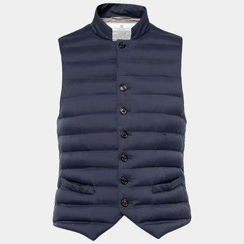 推荐Brunello Cucinelli Blue Down Padded Synthetic Button Front Gilet S商品