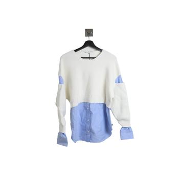 推荐Alexander Wang Ribbed Bi-Layer Pullover with Oxford Shirt Ivory商品