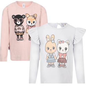 推荐Digi friends and fluffy friends print long sleeved t shirt set in pink and light grey商品