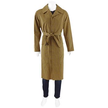 burberry大衣, Burberry | Mens Belted Checked Coat In Saffron Yellow商品图片 2.7折