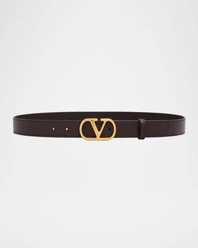 Valentino | VLogo Signature Calfskin Leather Belt, 30mm,商家Neiman Marcus,价格¥4360