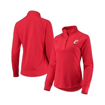 Under Armour | Women's Red Cincinnati Bearcats Double Knit Raglan Quarter-Snap Jacket商品图片,