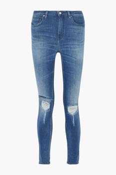 推荐Nevada distressed high-rise skinny jeans商品