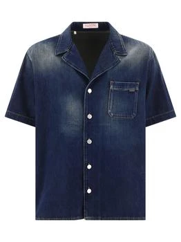 Valentino | Cotton Bowling Shirt In Denim Chambray Shirts Blue,商家Wanan Luxury,价格¥3368