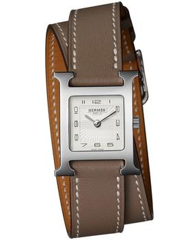 推荐Hermes H Hour Quartz Small PM 21mm Brown Calfskin Leather Unisex Watch 036714WW00商品