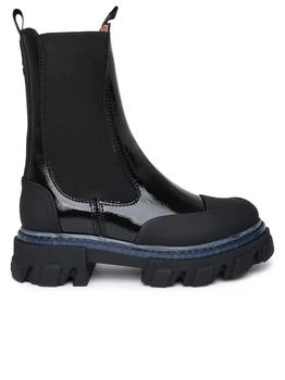 推荐GANNI Black patent leather ankle boots商品