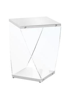 商品Contemporary Home Living | 21.25" Clear and White Glossy Rectangular Accent Table,商家Belk,价格¥1222图片