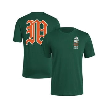 Adidas | Men's Green Distressed Miami Hurricanes Reverse Retro Baseball 2 Hit T-shirt,商家Macy's,价格¥224