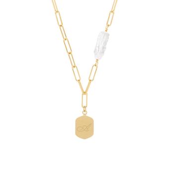 商品Hadley Initial Biwa Pearl Pendant Necklace图片