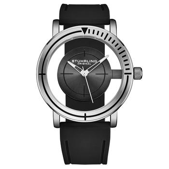 Stuhrling | Men's Black Rubber Silicone Strap Watch 42mm商品图片,7折