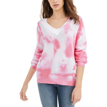推荐Hooked Up Womens Juniors Cropped Open Stitch V-Neck Sweater商品