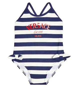 Versace | Baby logo striped swimsuit,商家MyTheresa HK,价格¥1025