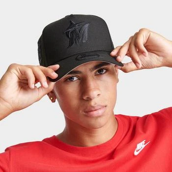 推荐New Era Miami Marlins MLB 9FORTY Black Snapback Hat商品