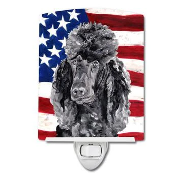 Caroline's Treasures | Black Standard Poodle with American Flag USA Ceramic Night Light,商家Verishop,价格¥192