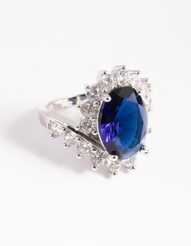 商品Lovisa | Rhodium Cubic Zirconia Vintage Sapphire Oval Ring,商家Premium Outlets,价格¥161图片