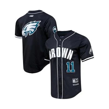 Pro Standard | Men's A.J. Brown Black Philadelphia Eagles Mesh Baseball Button-Up T-shirt,商家Macy's,价格¥824