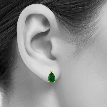 推荐14K Yellow Gold 5x3MM Pear Emerald and Diamond Earrings商品