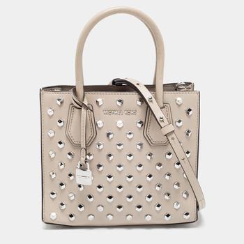 michael kors mercer托特包, [二手商品] Michael Kors | Michael Kors Beige Leather Studded Mercer Tote商品图片 8.1折