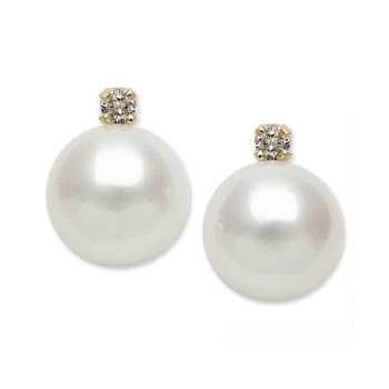 Belle de Mer | 14k Gold Earrings, Cultured Freshwater Pearl (7mm) and Diamond Accent Stud Earrings 4.5折×额外8折, 独家减免邮费, 额外八折