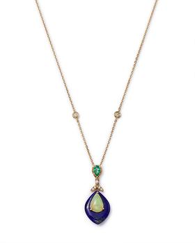 商品Opal, Emerald, Lapis & Diamond Pendant Necklace in 14K Yellow Gold, 18" - 100% Exclusive图片